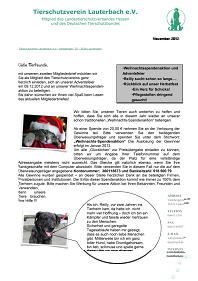 Newsletter vom November 2012